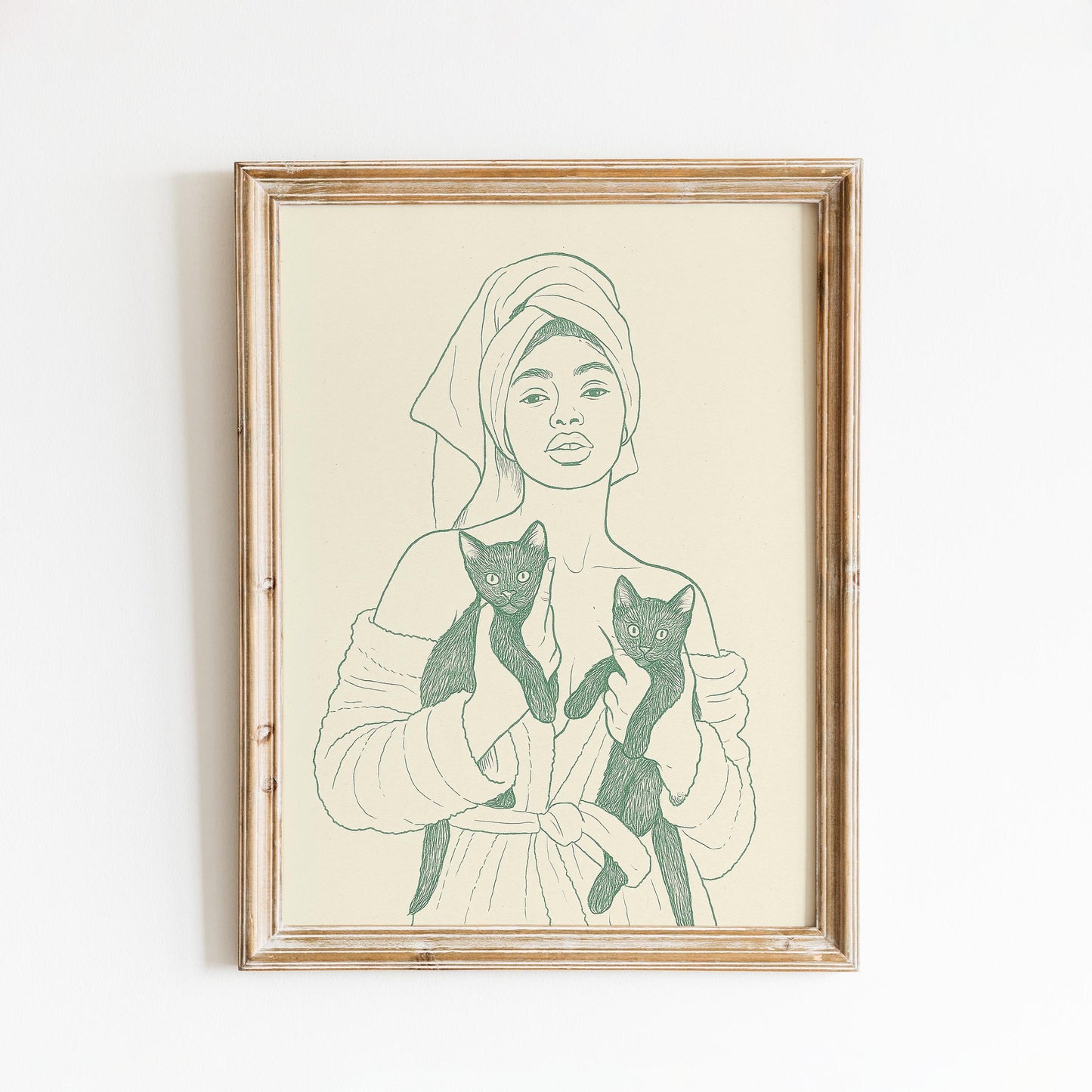 Woman with Black Cats Poster – Minimal Line Art Print, Femmaura Bold Series