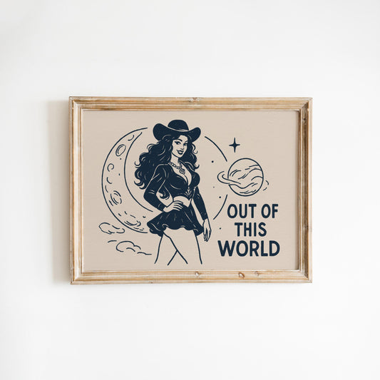 Out of This World – Retro Space Cowgirl Poster