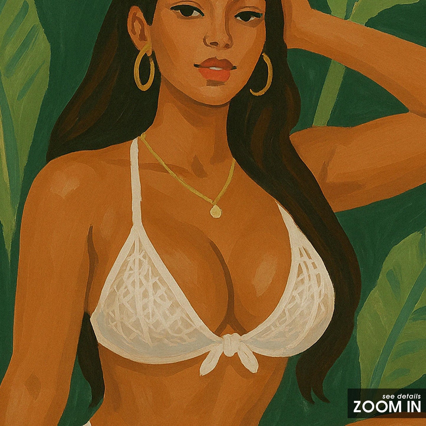 Curvy Goddess Art Print - Tropical Wall Art | Empowering Boudoir Poster, Feminine Bedroom Decor