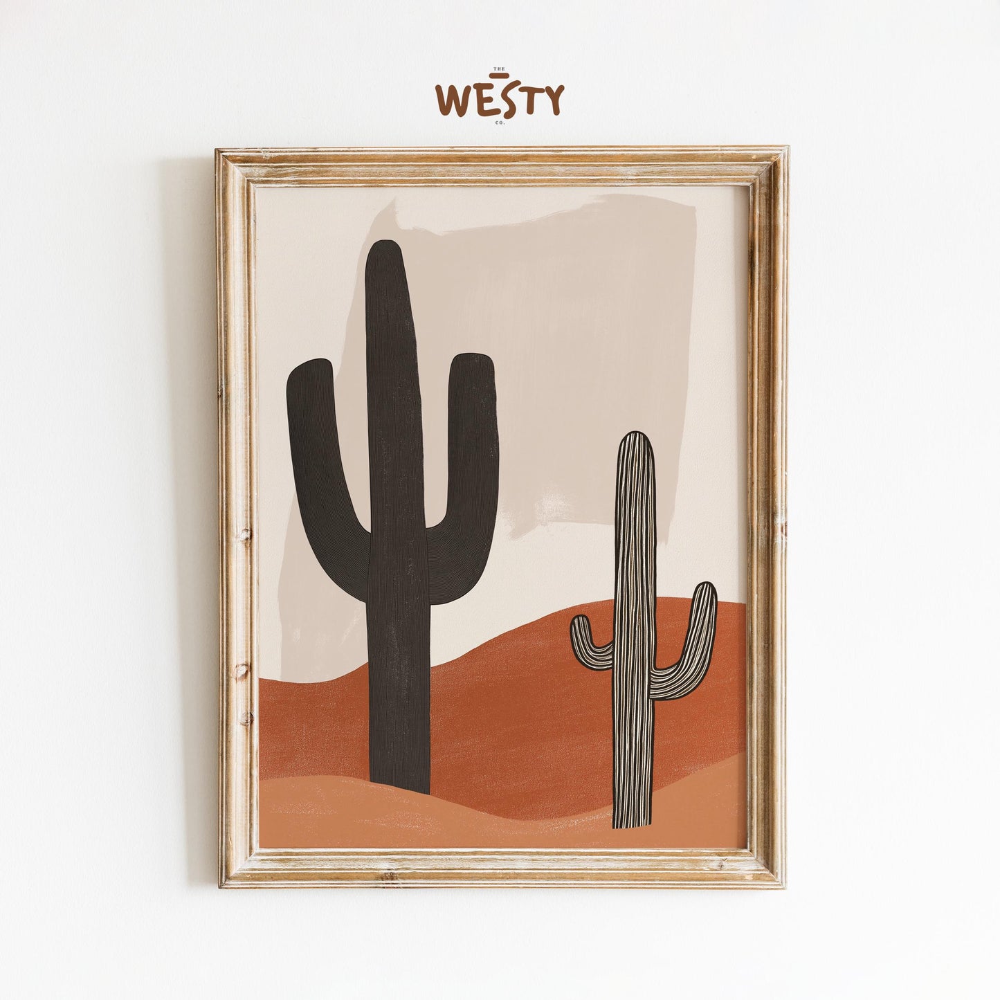 Minimal Saguaro Cactus Art – Desert Earth Tones Poster