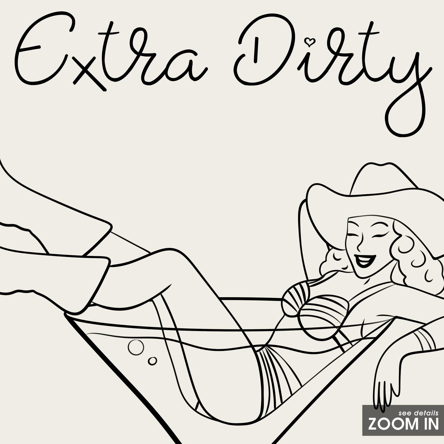Extra Dirty Cowgirl Poster – Western Cocktail Pin-Up Style Wall Art