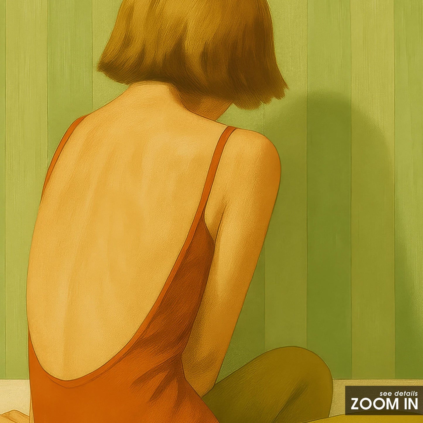 Minimalist Retro Wall Art – Vintage Style Print With Sitting Woman Art