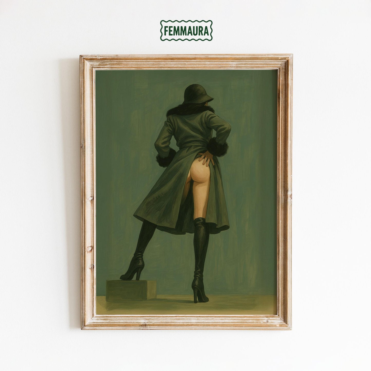 Sensual Retro Art Print – Bold Feminine Wall Poster With Vintage Coat Illustration