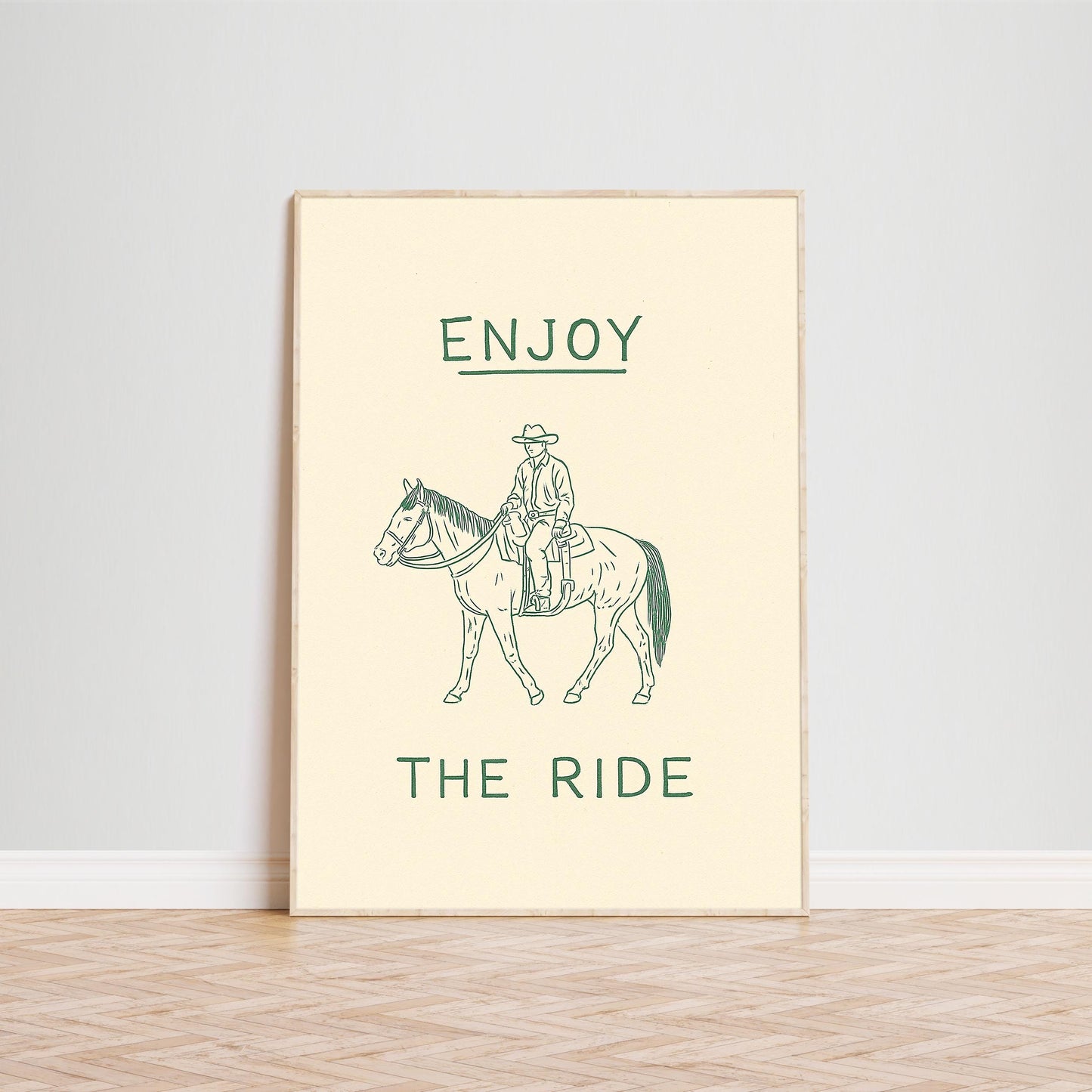 Western Cowboy Poster – Enjoy The Ride Art | Rustic Country Decor Print