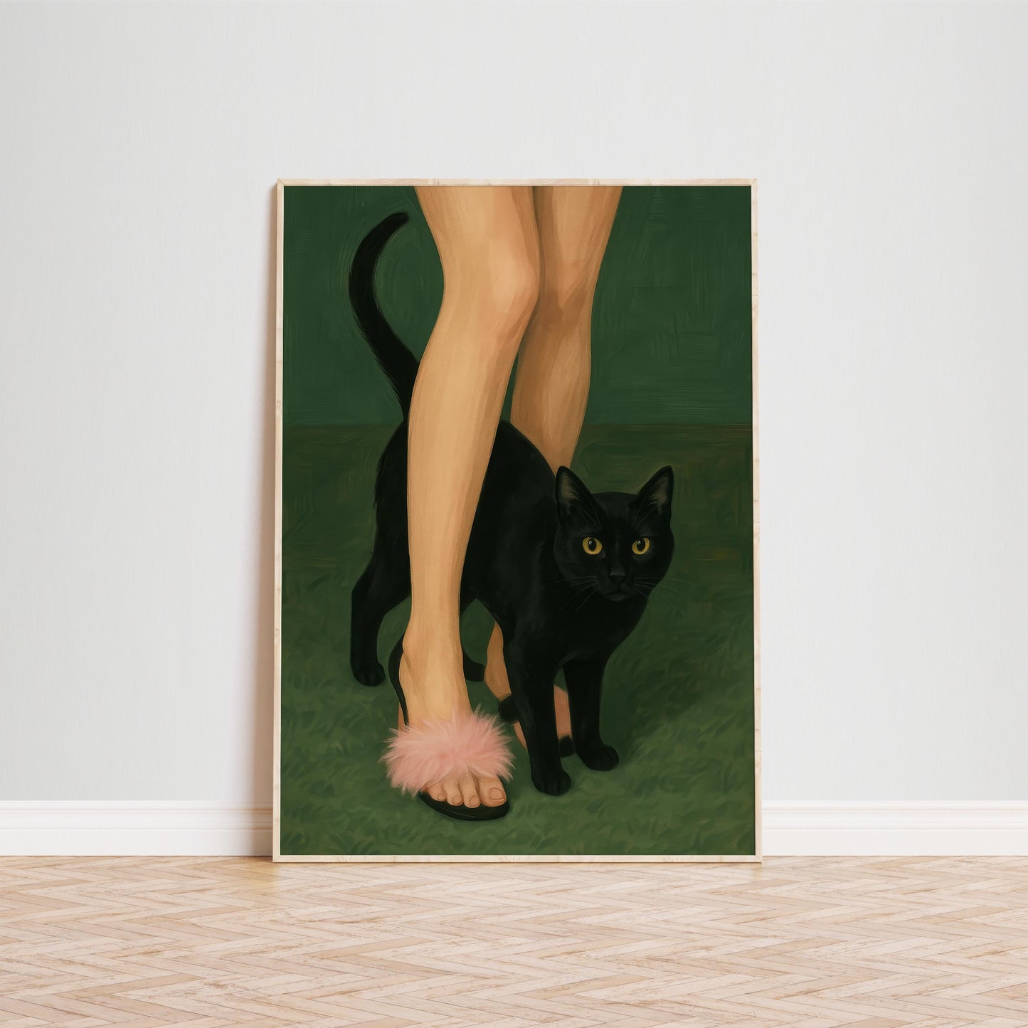Gothic Witchy Wall Art – Black Cat Artwork With Elegant Femme Gothic Poster