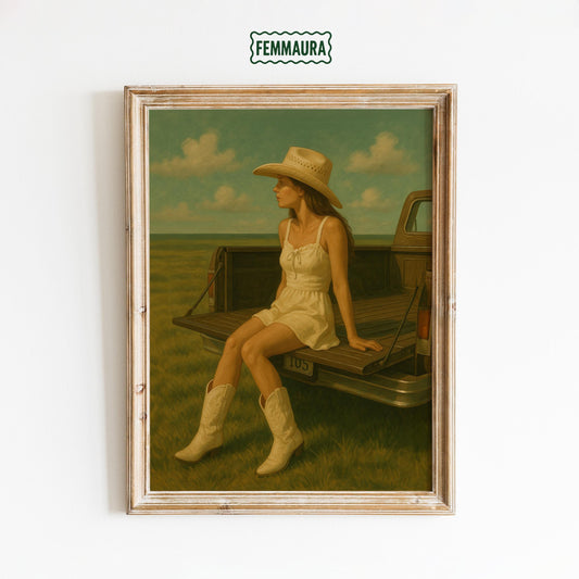Cowgirl Truck Poster – Vintage Western Wall Art With Rustic Country Charm