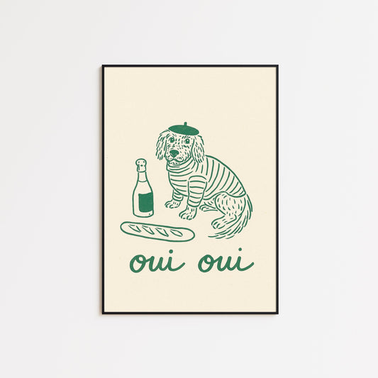 Oui Oui Dog Poster – French Style Illustration Print