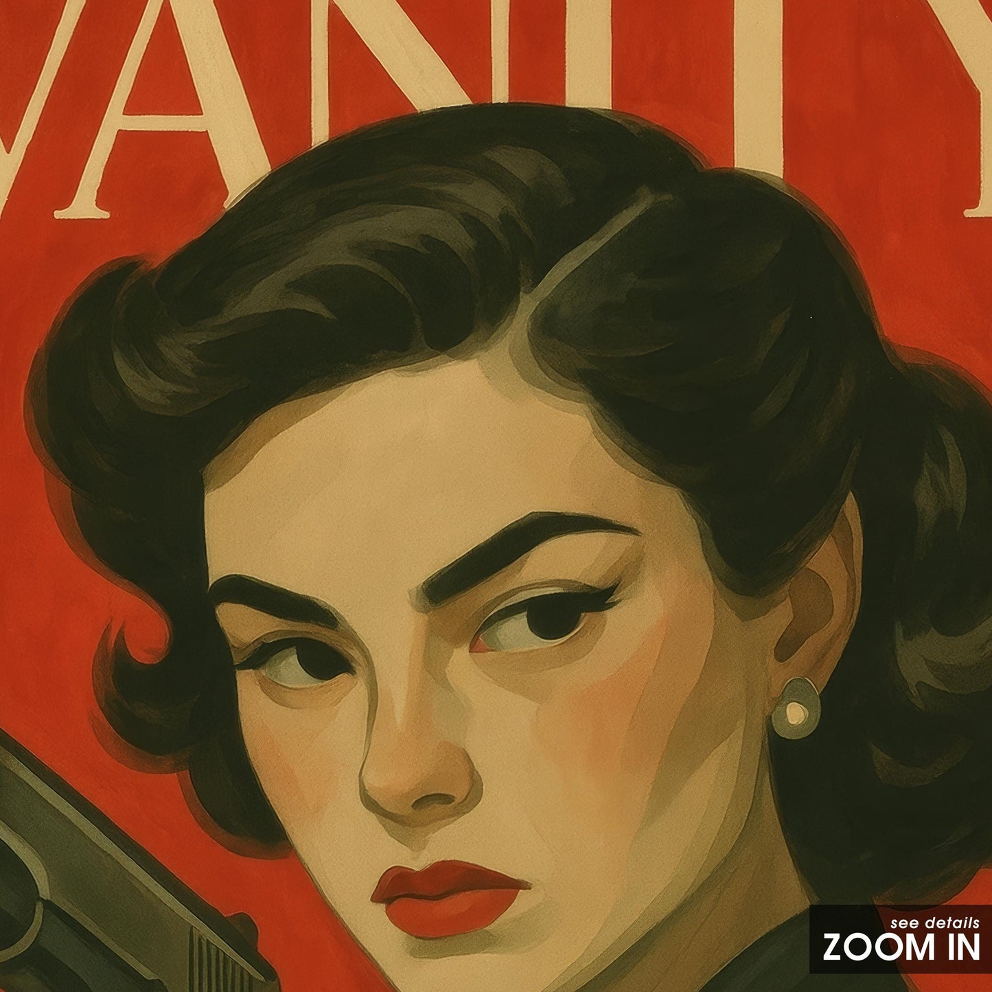 Femme Fatale Poster – Bold Red Retro Noir Art With Feminist Wall Decor