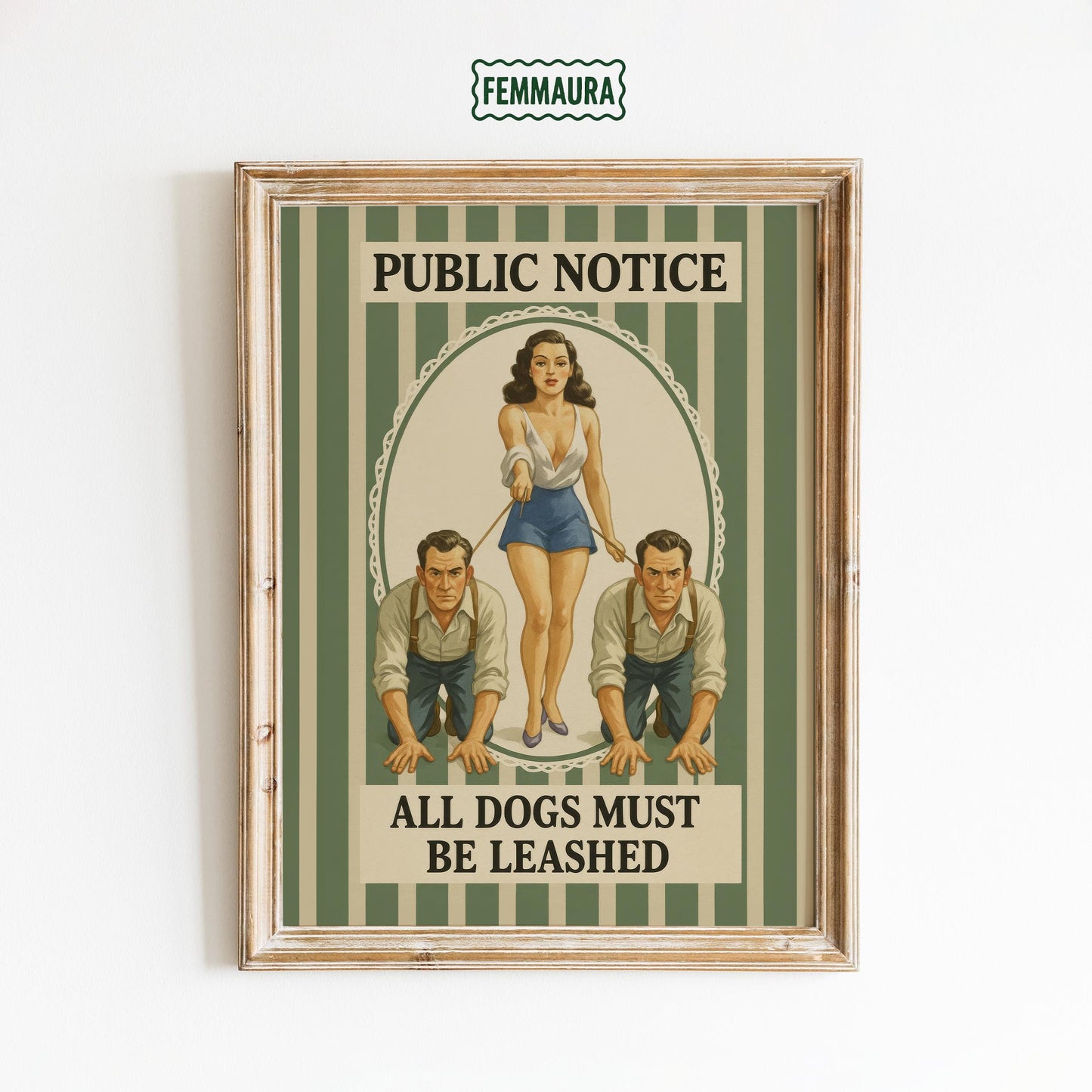 Dominant Femme Wall Art – Retro Pinup Poster With Feminist Humor & Bold Bedroom Decor