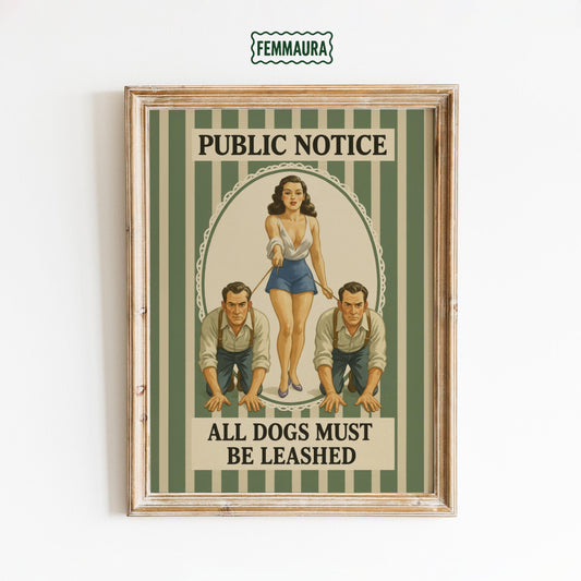 Dominant Femme Wall Art – Retro Pinup Poster With Feminist Humor & Bold Bedroom Decor