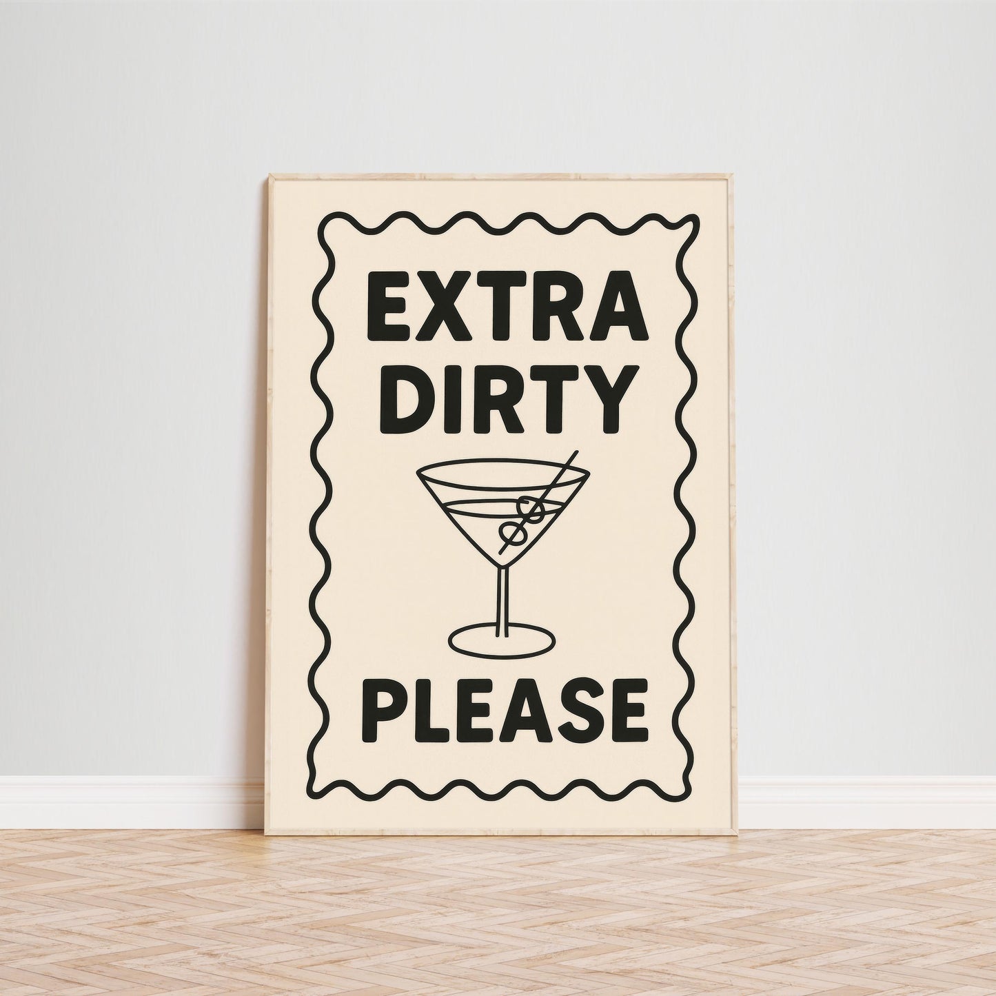 Martini Quote Wall Art – Minimalist Quote Poster With Playful Cocktail Design