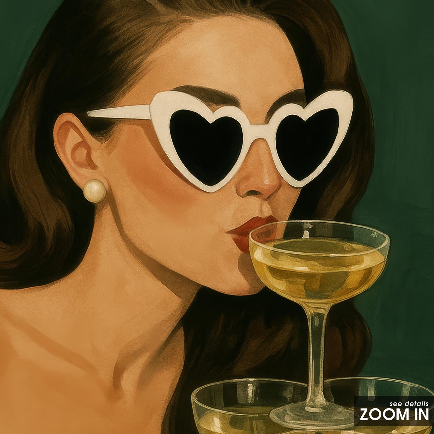 Vintage Glam Wall Art – Retro Party Print With Elegant Champagne Tower