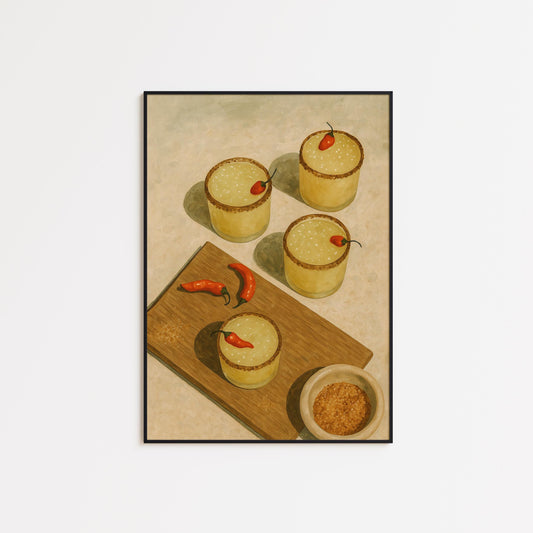 Spicy Margarita Poster – Retro Cocktail Art With Chili Pepper Artwork