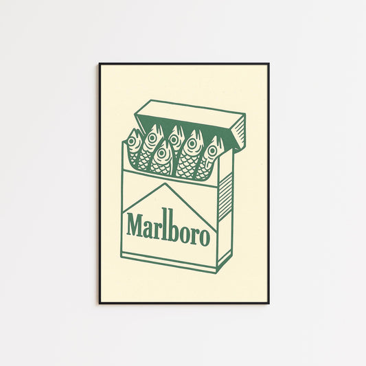 Surreal Marlboro Poster – Minimal Pop Art Print, Ironic Modern Wall Decor