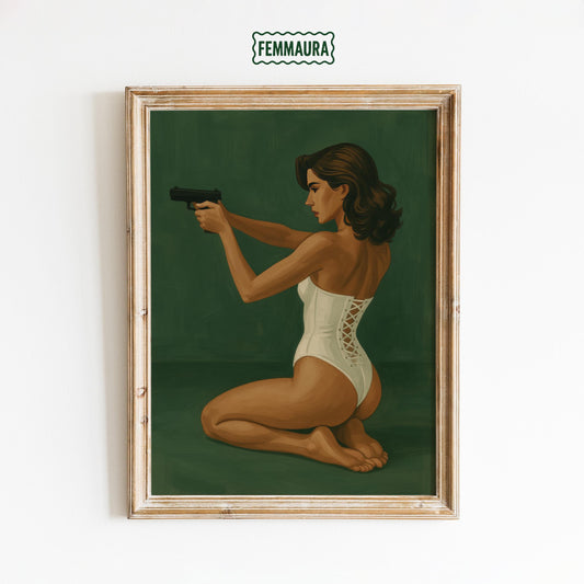 Femme Fatale Art – Bold Retro Woman Print | Cinematic Wall Decor Poster