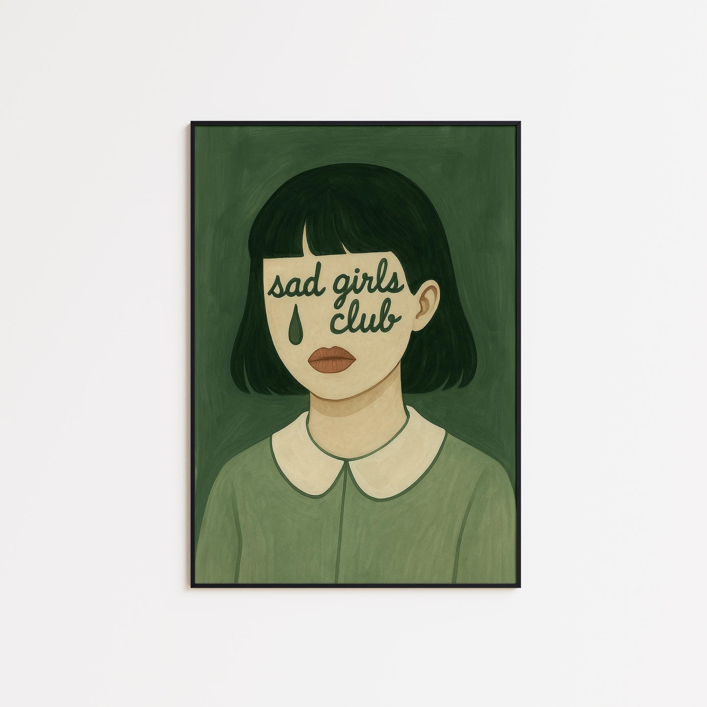 Sad Girls Club Poster – Moody Feminist Retro Wall Art With Vintage Illustration Style