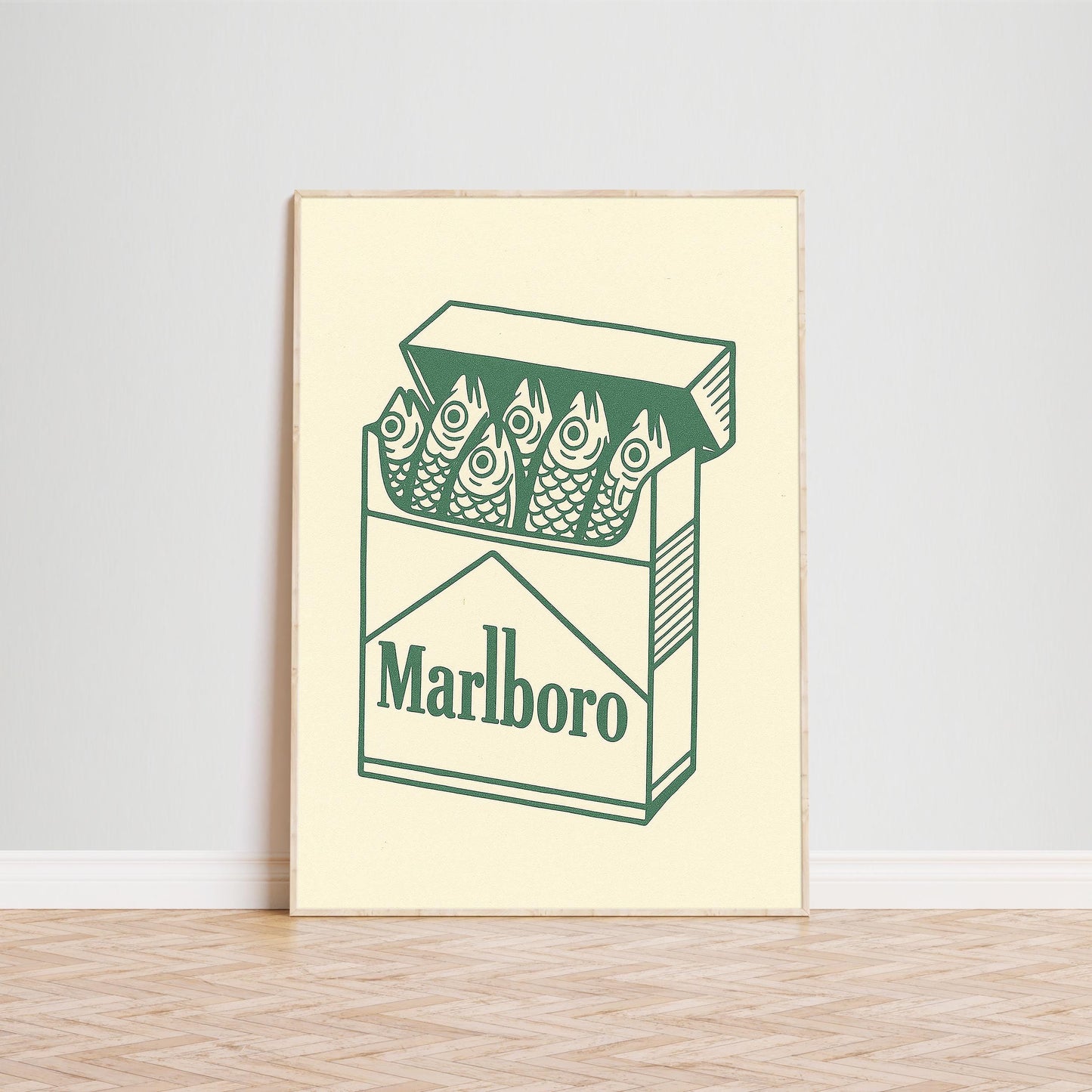 Surreal Marlboro Poster – Minimal Pop Art Print, Ironic Modern Wall Decor