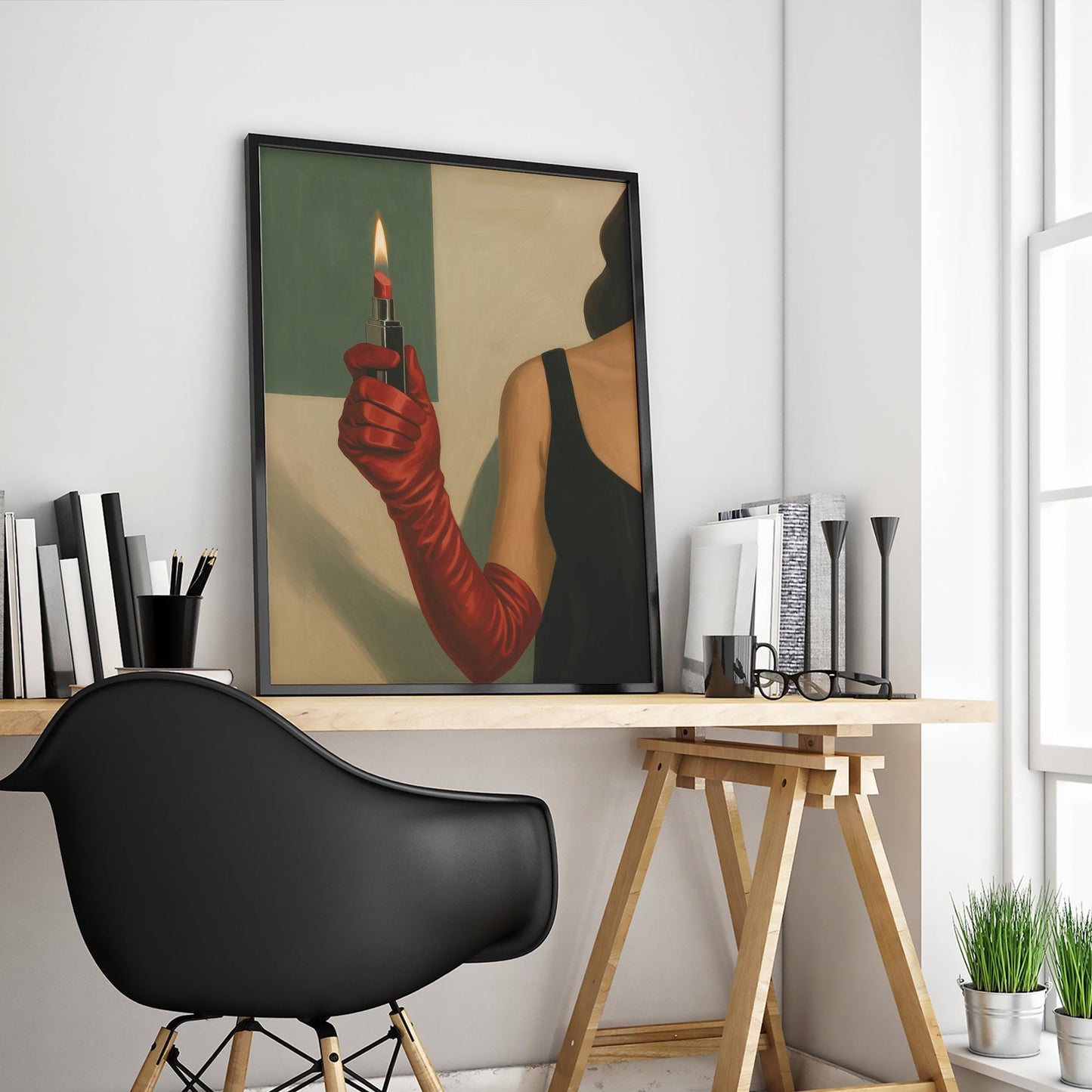 Lipstick Flame Poster – Bold Feminine Gothic Wall Art With Surreal Design