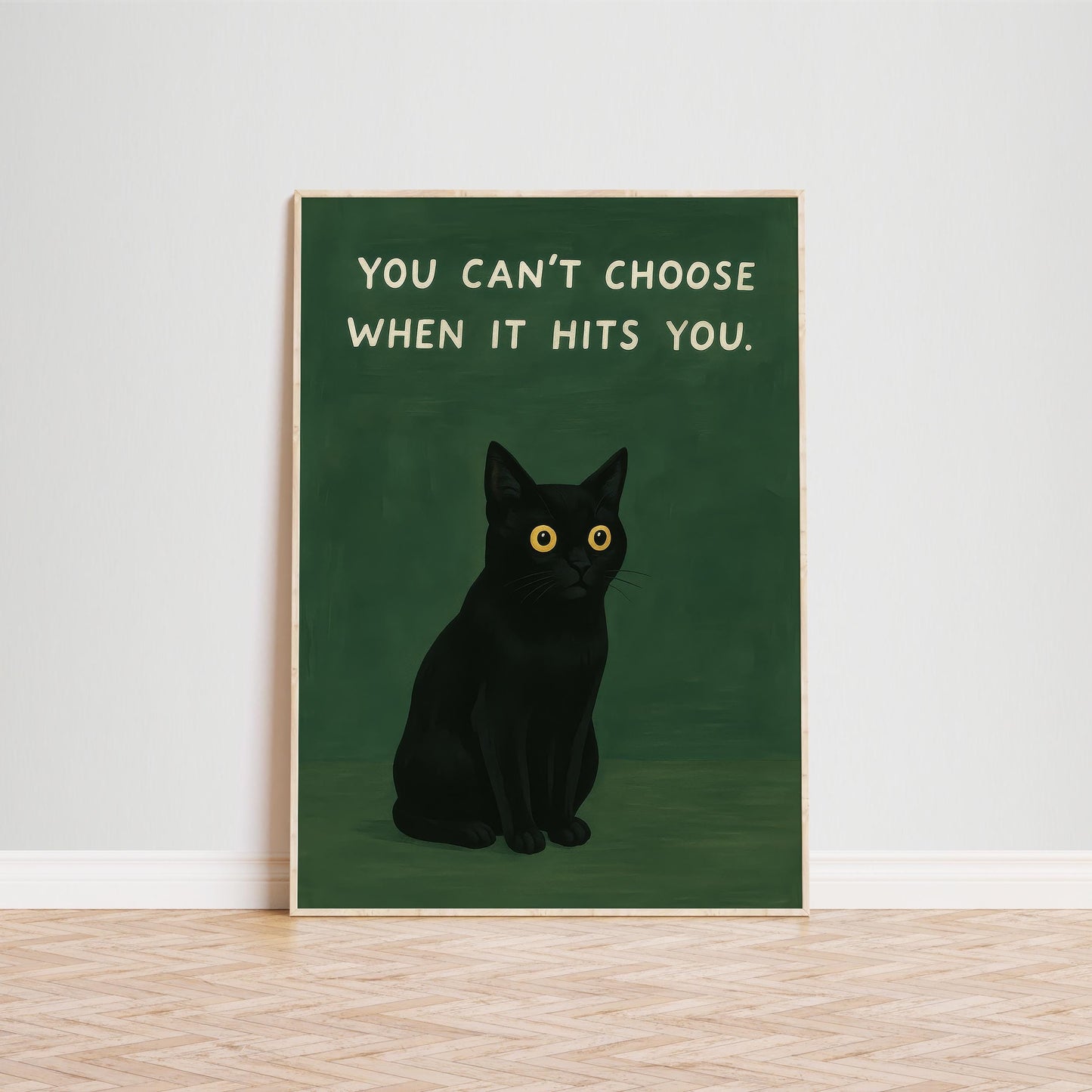 Black Cat Wall Art – Dark Academia Poster With Emotional Quote Print