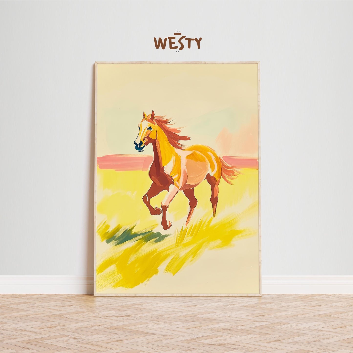 Wild Mustard Horse – Western Abstract Equine Poster