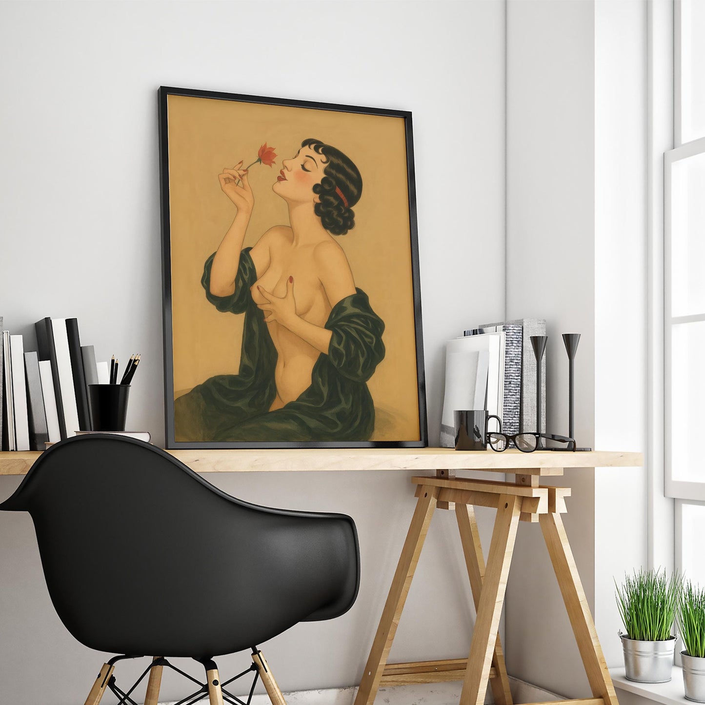 Vintage Nude Poster – Sensual Woman Print | Romantic Pinup Art & Retro Erotic Artwork