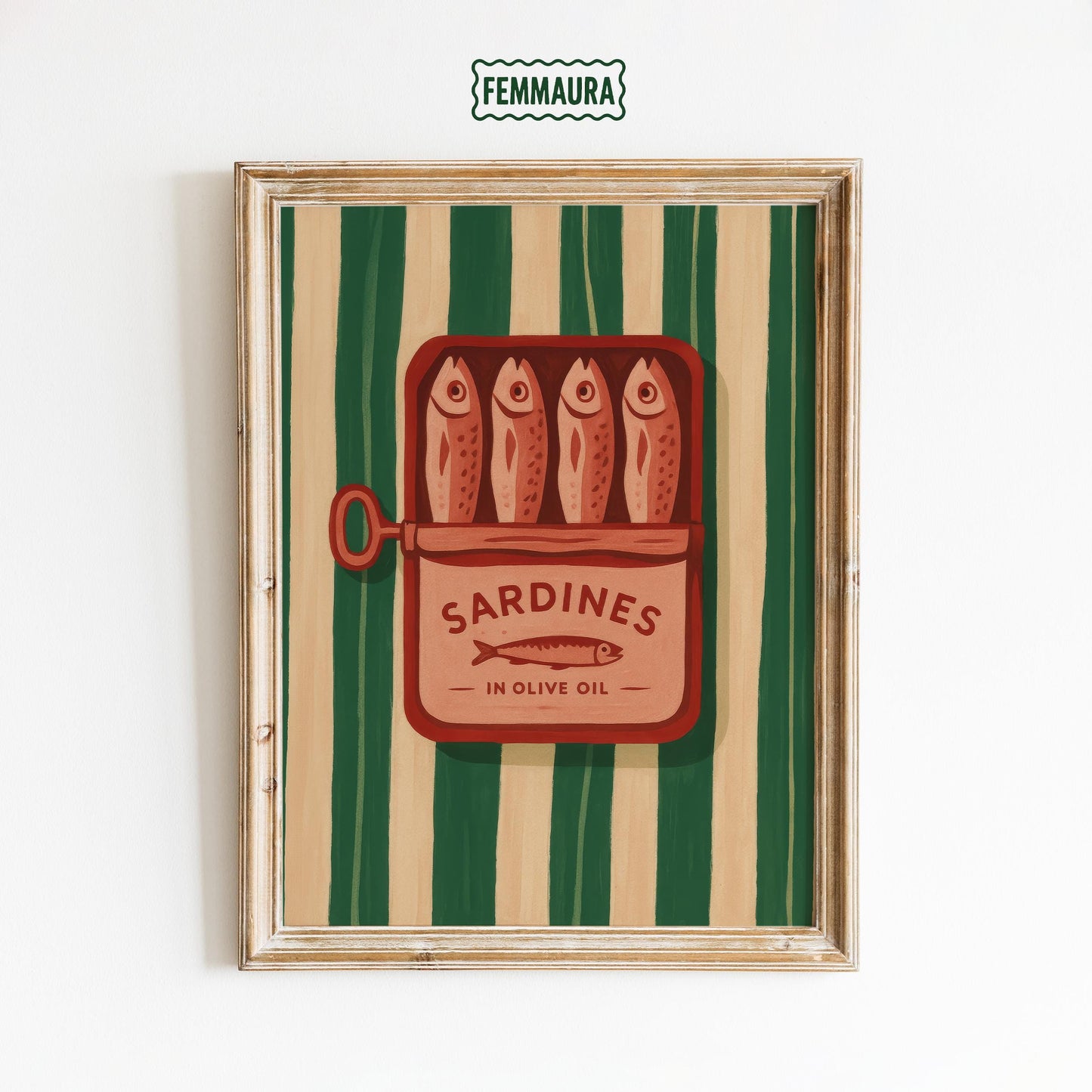 Retro Kitchen Wall Art – Vintage Food Print With Olive Oil Sardines Print