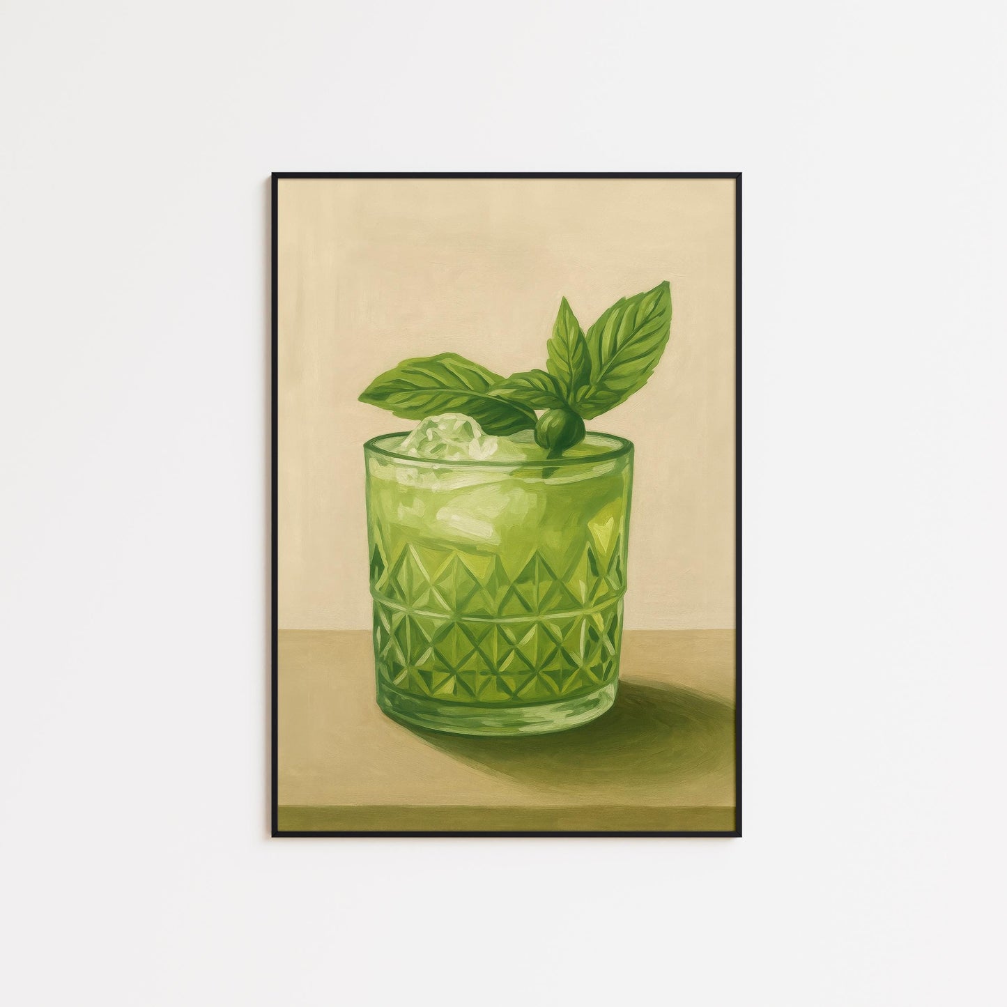 Green Cocktail Art Print – Fresh Mojito Wall Decor | Retro Mixology Poster