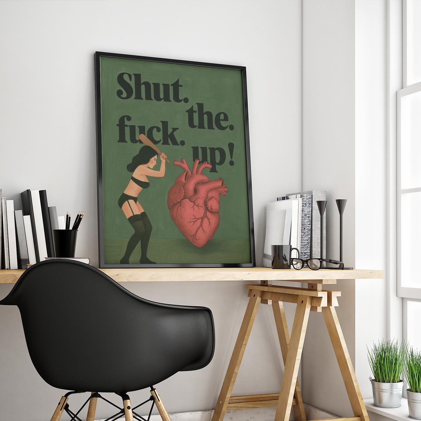 Dark Humor Wall Art – Bold Retro Woman & Vintage Inspired Poster – Edgy Illustration