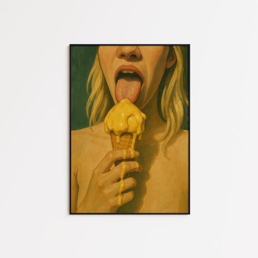 Melting Ice Cream Poster – Bold Retro Pop Art Print | Sensual Wall Decor