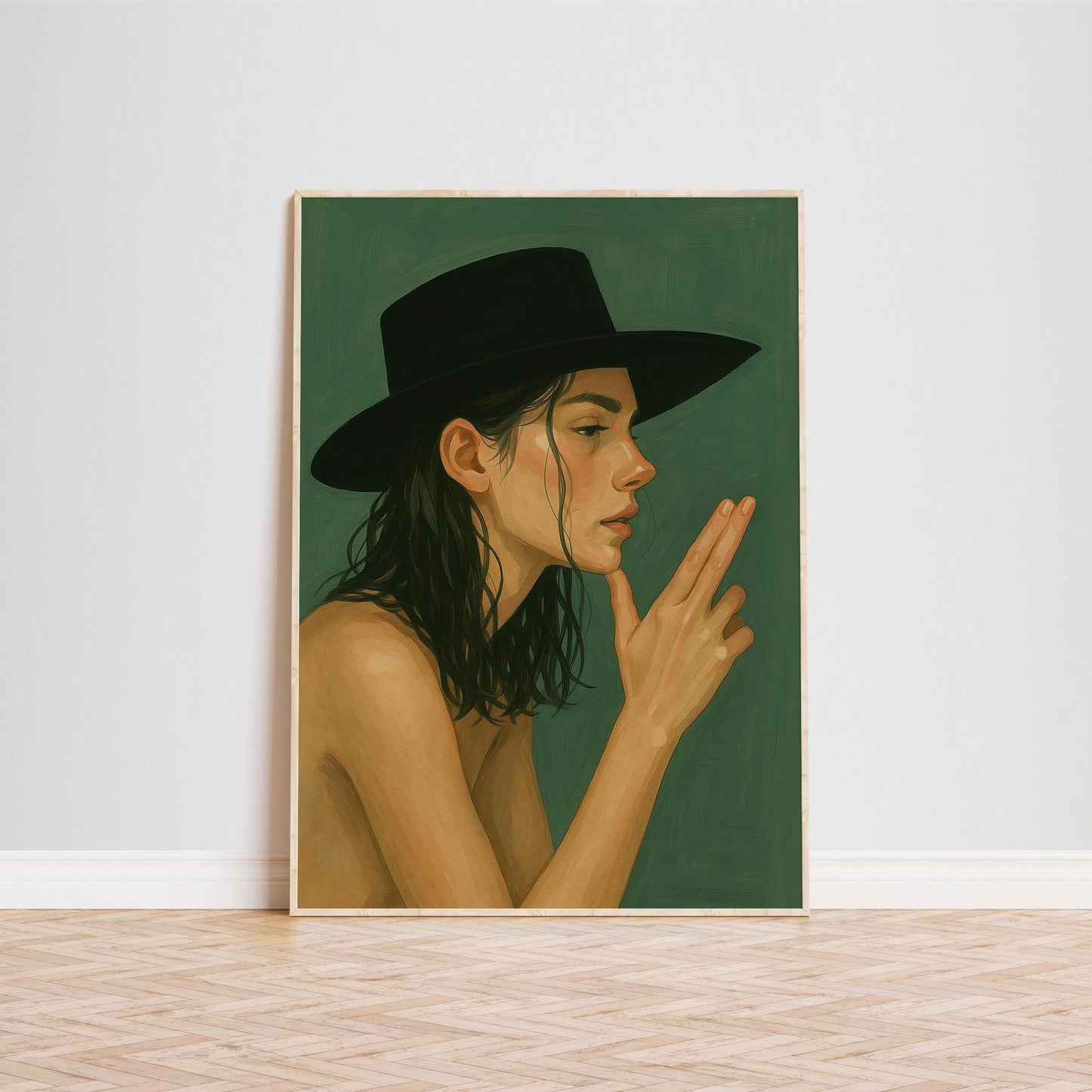 Cowgirl Gun Gesture Poster – Bold Western Feminist Wall Art With Cinematic Green Tones