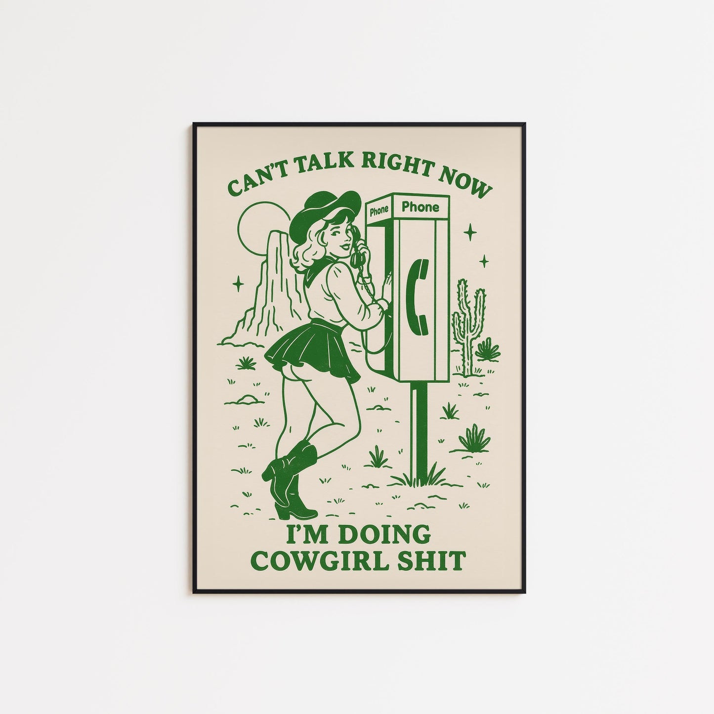 Doing Cowgirl Shit – Retro Western Pin-Up Poster Print