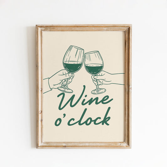 Wine O'Clock Print – Minimalist Line Art Kitchen & Bar Decor