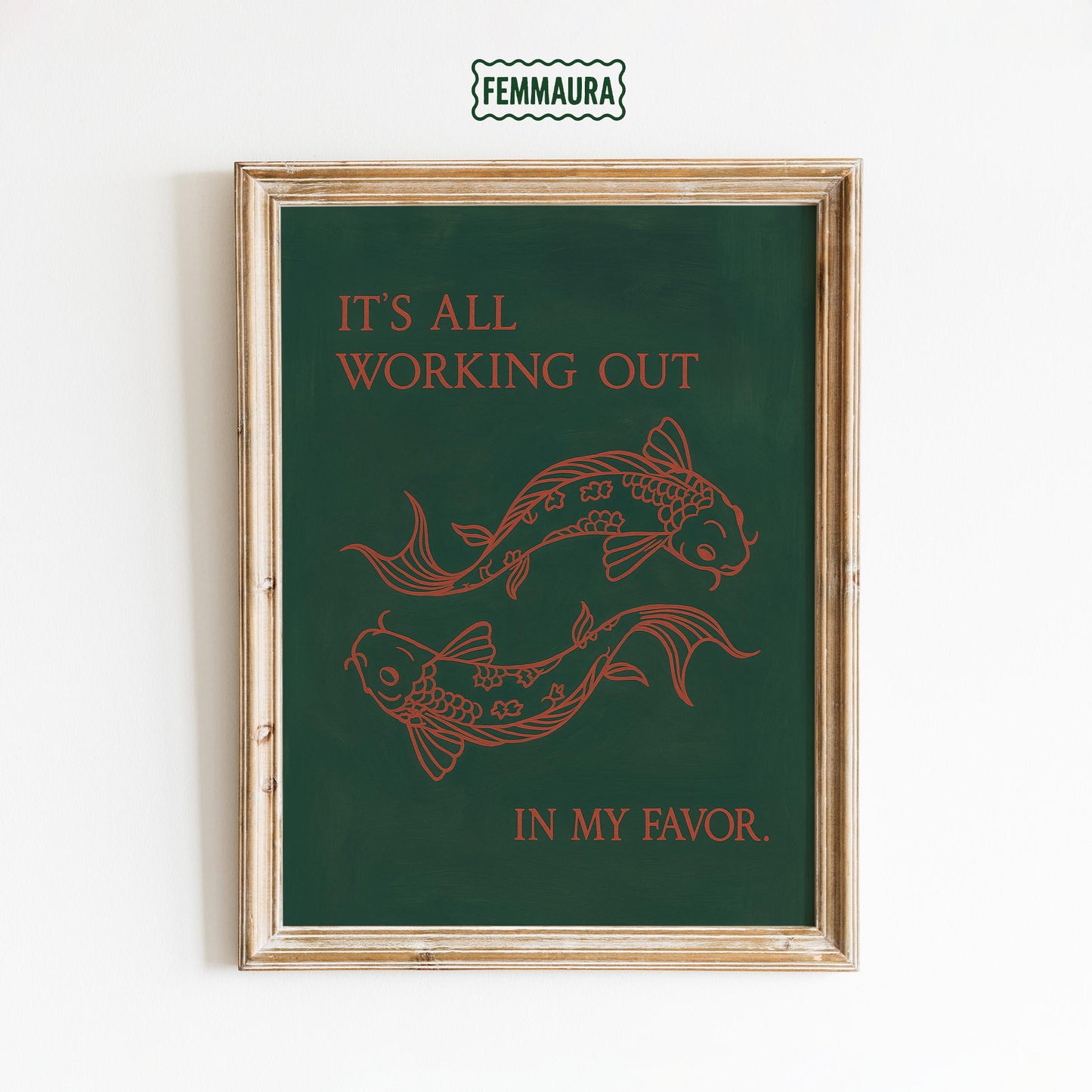 Positive Affirmation Wall Art – Koi Fish Motivational Print for Meditation Room