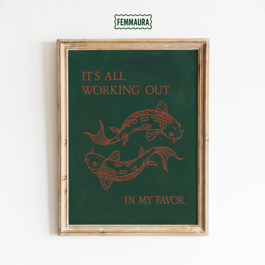 Positive Affirmation Wall Art – Koi Fish Motivational Print for Meditation Room