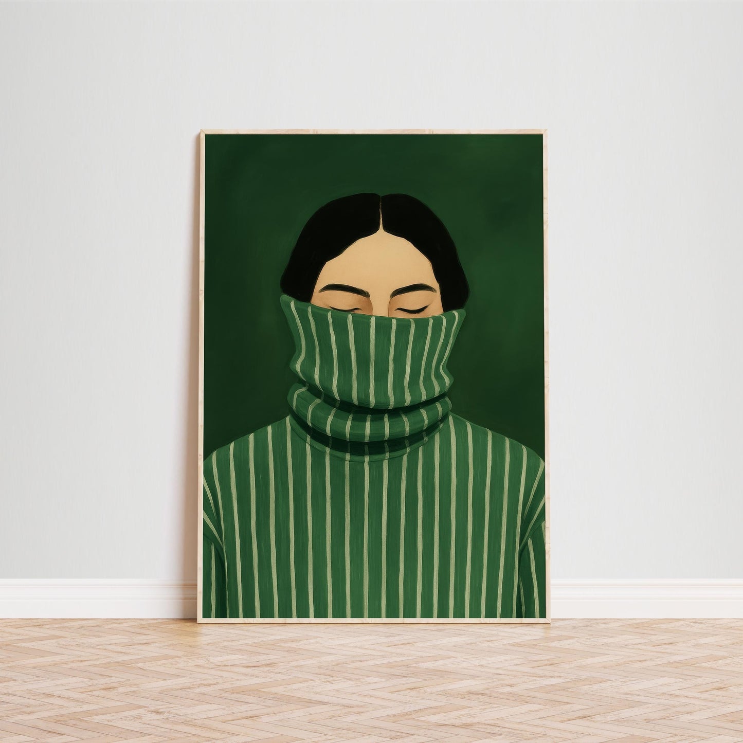 Green Turtleneck Poster – Minimalist Wall Art With Quiet Confidence Illustration