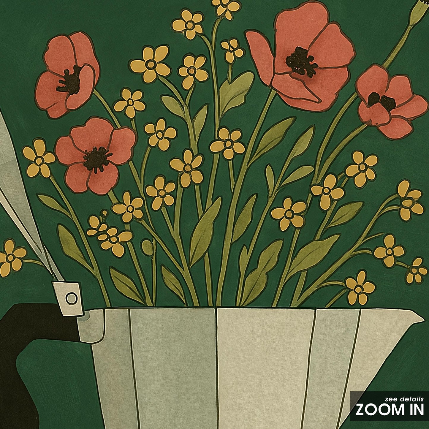 Moka Pot Poster – Vintage Coffee Art with Floral Coffee Print Vase Design