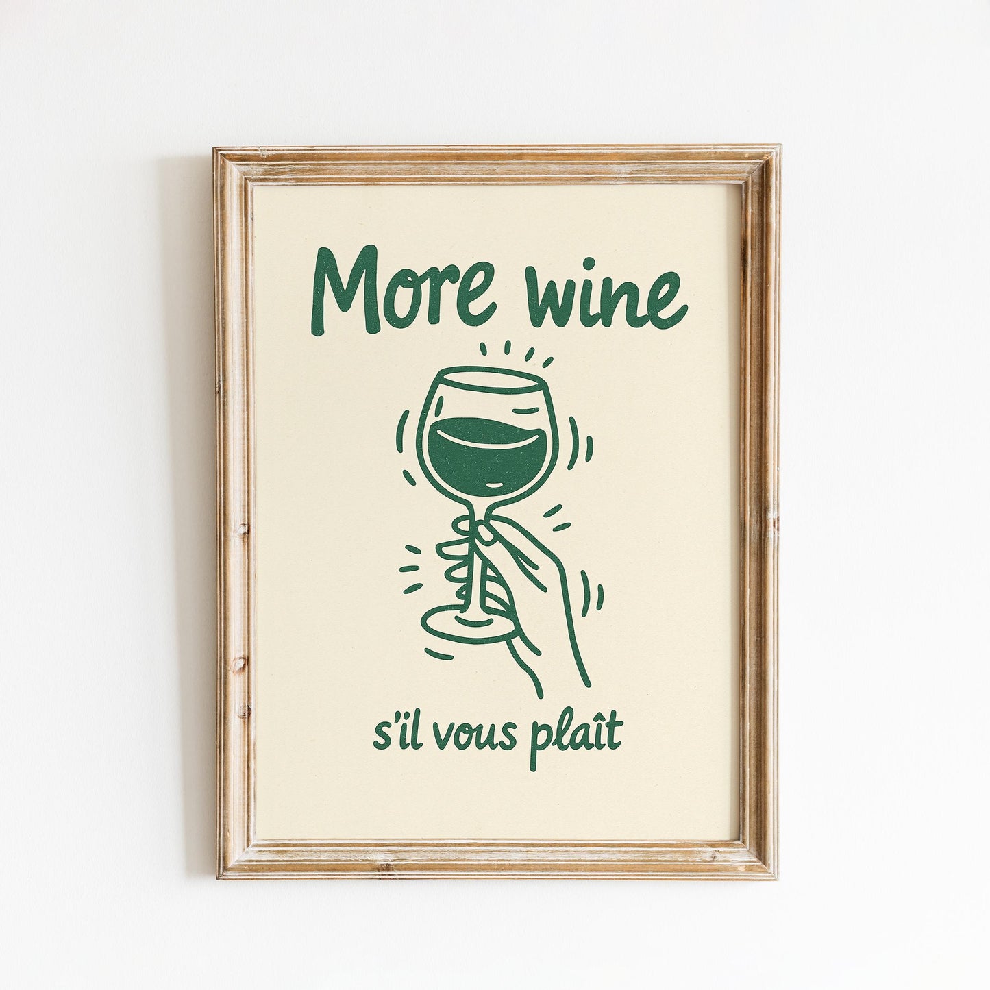 More Wine S’il Vous Plaît Poster – French Minimalist Kitchen Wall Art