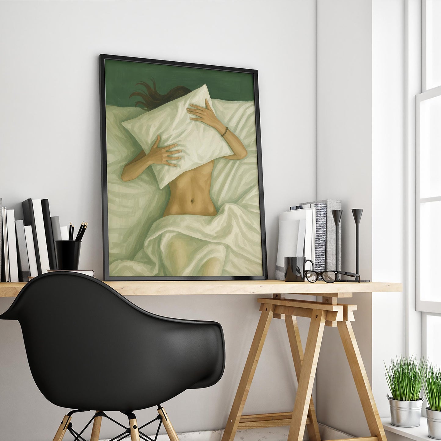 Sensual Bedroom Poster – Intimate Feminine Nude Print | Boudoir Wall Decor