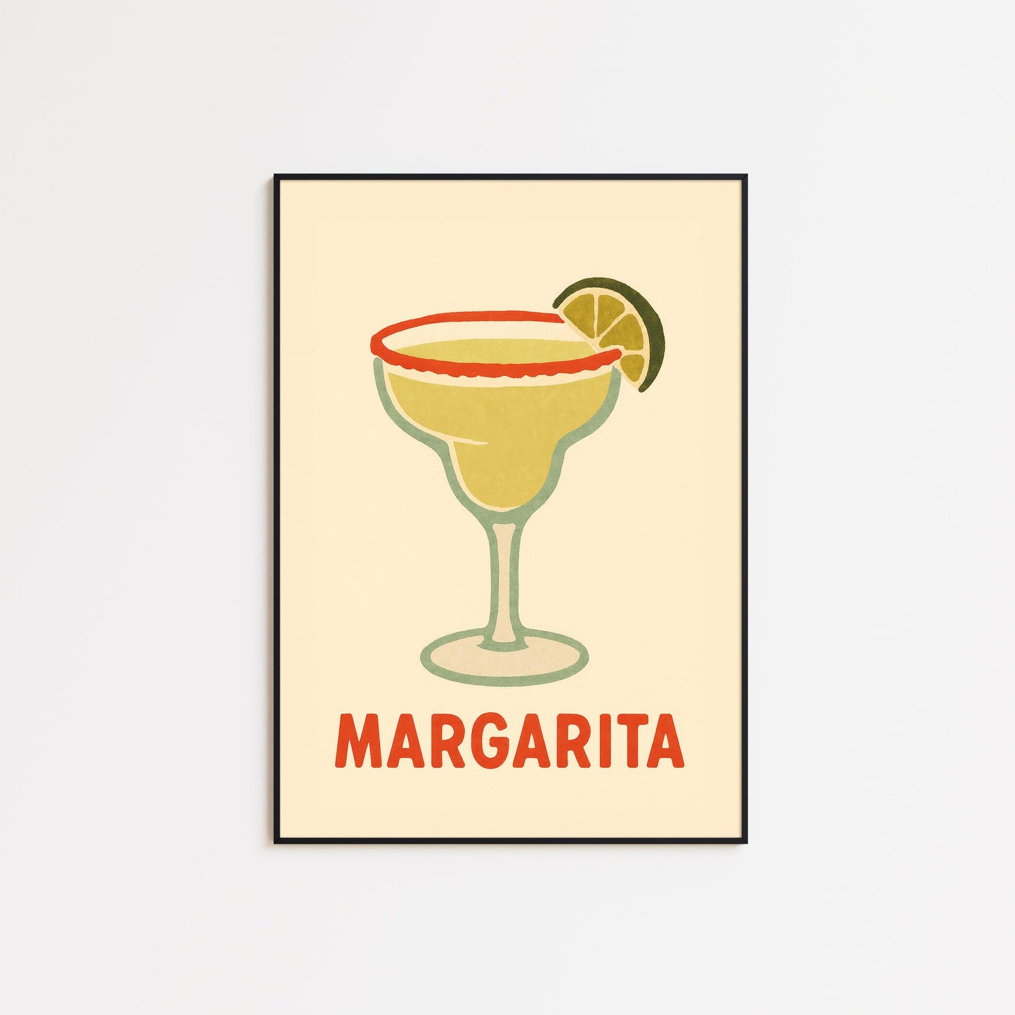 Margarita Cocktail Print – Retro Bar Wall Art With Bold Red Typography