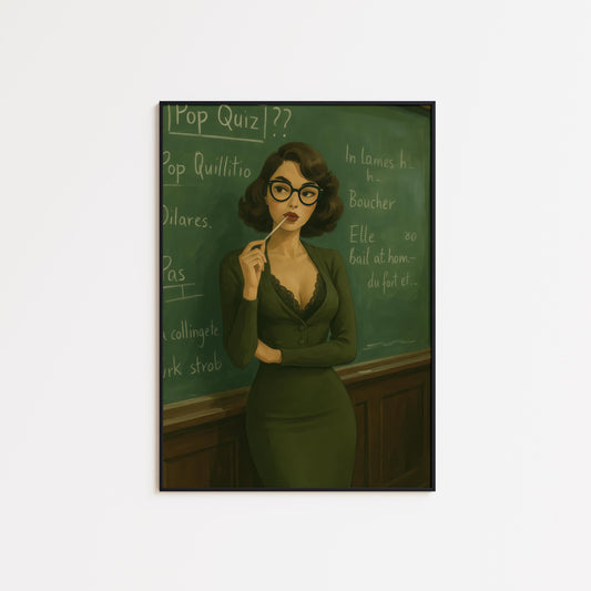 Sexy Teacher Wall Art – Retro Classroom Art | Femme Fatale Print Poster