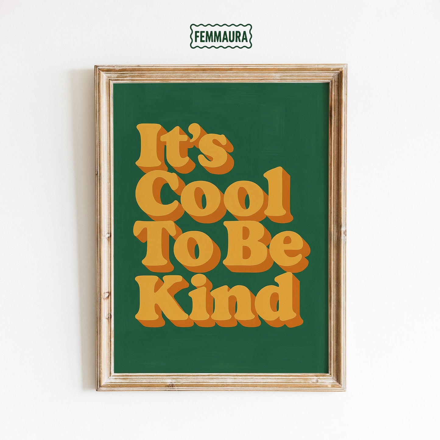 Retro Kindness Poster – Groovy Orange 70s Typography Print With Warm Green Background
