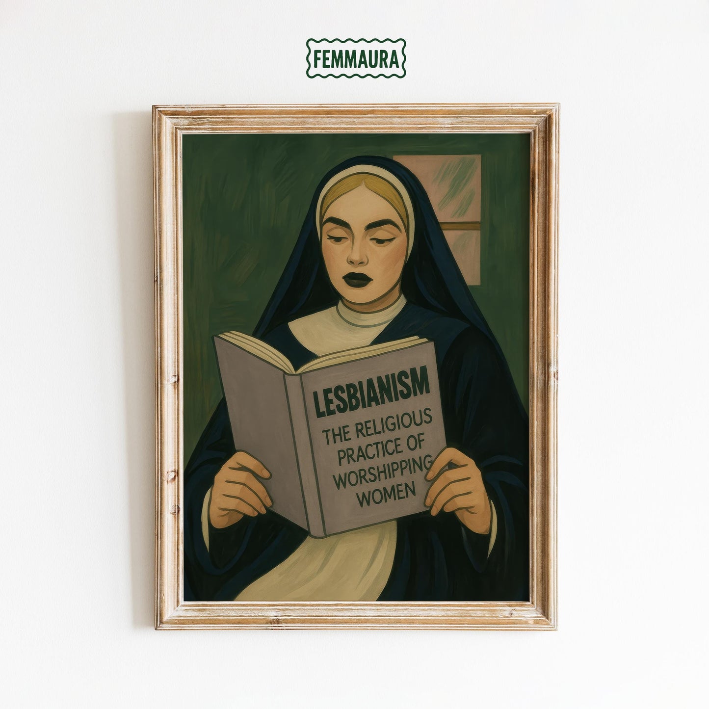 Feminist Nun Poster – Bold Queer Wall Art | Retro Religious Satire Print
