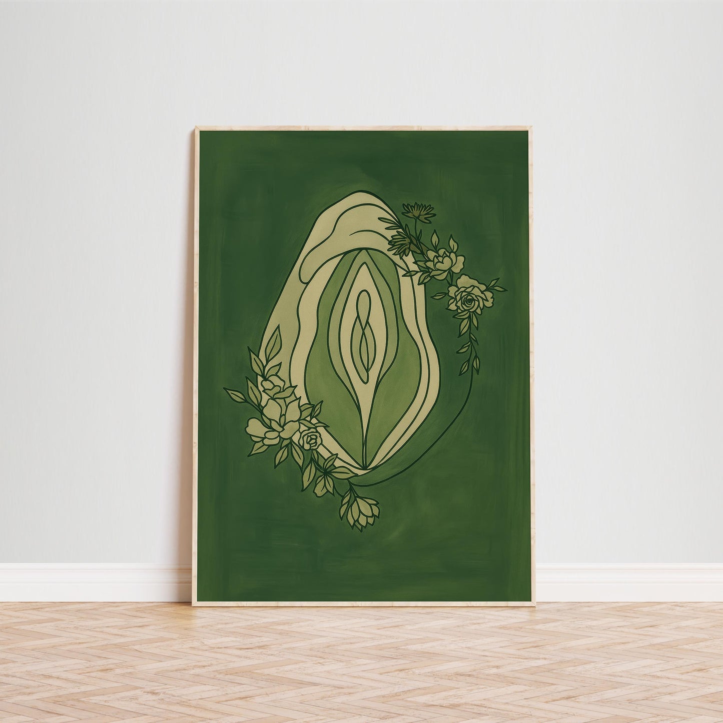 Feminine Vulva Art – Abstract Floral Line Drawing | Empowering Feminist Poster