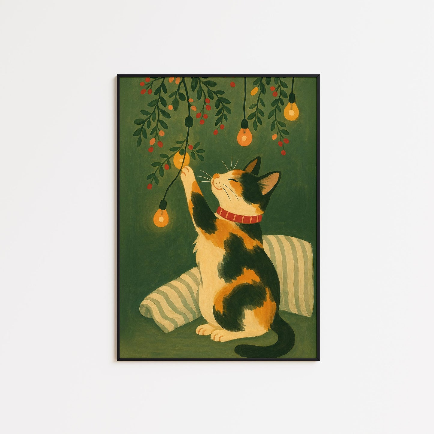 Christmas Cat Poster – Cozy Retro Christmas Print | Festive Cat Gift