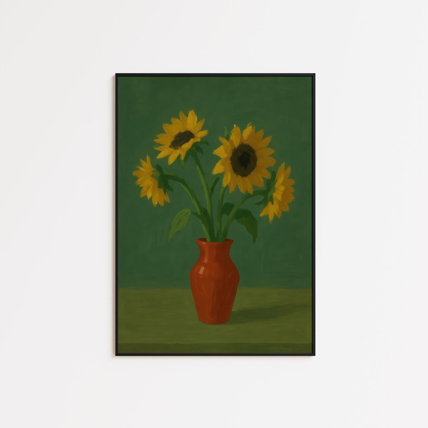 Sunflower Wall Art – Vintage Botanical Wall Print With Terracotta Vase