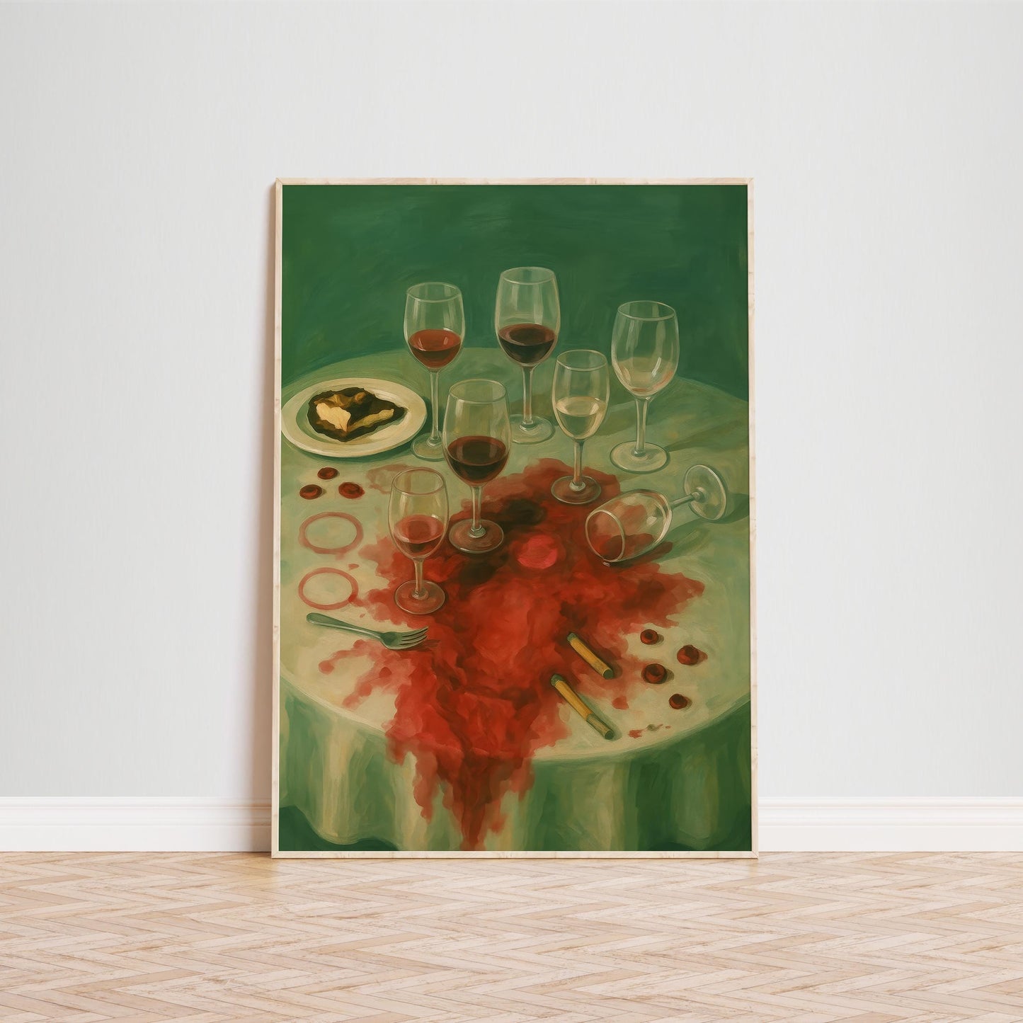 Wine Spill Art – Dramatic Dining Table Art With Moody Kitchen Decor