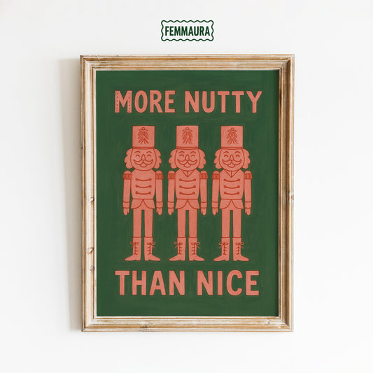 Retro Christmas Wall Art – Funny Nutcracker Holiday Print on Semi-Glossy Paper