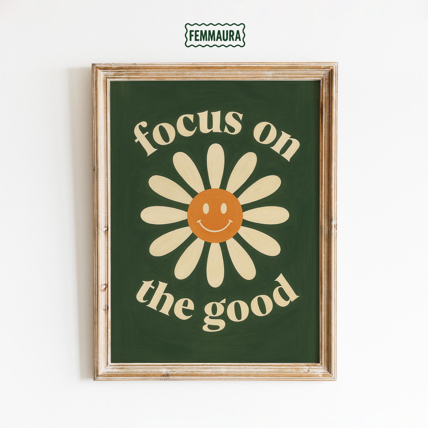 Retro Flower Poster – Motivational Wall Art With Smiley Daisy & Vintage Typography