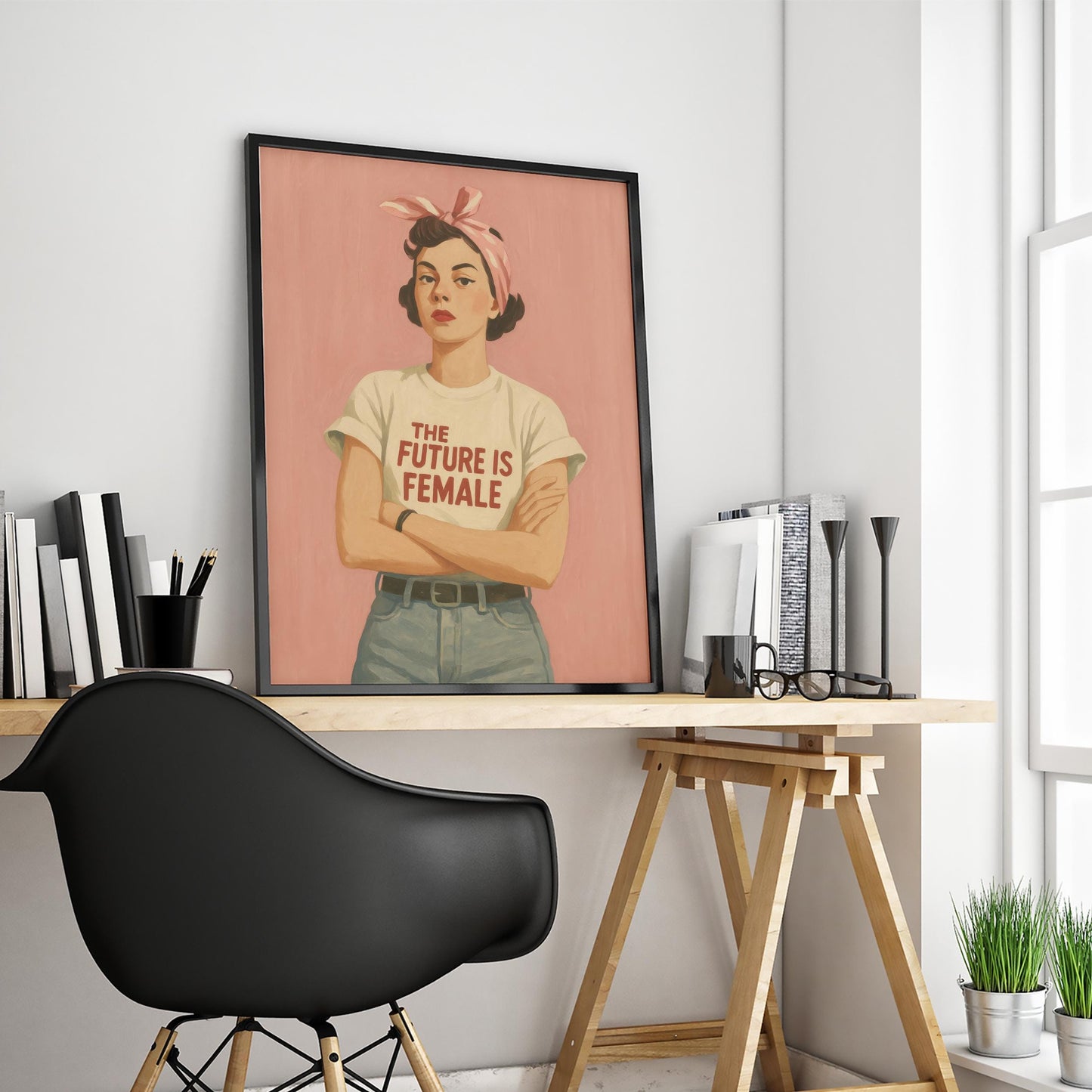 Future Is Female Poster – Bold Women Print | Feminist Wall Art, Pink Political Decor