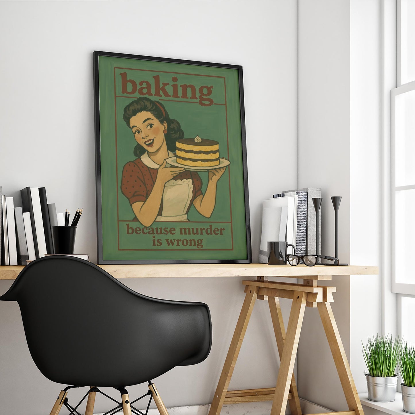 Retro Kitchen Poster – Dark Humor Art Baking Gift Idea With Vintage Style